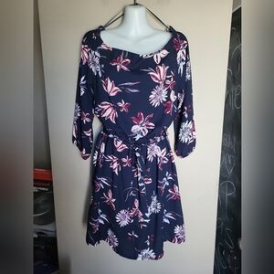Dynamite Navy and Pink Floral Dress, Size Medium